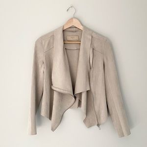 BLANKNYC Drape Front Faux Suede Jacket